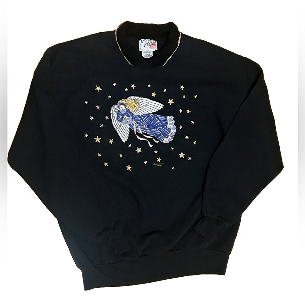 Vintage Morning Sun Angel & Stars Christmas Sweater